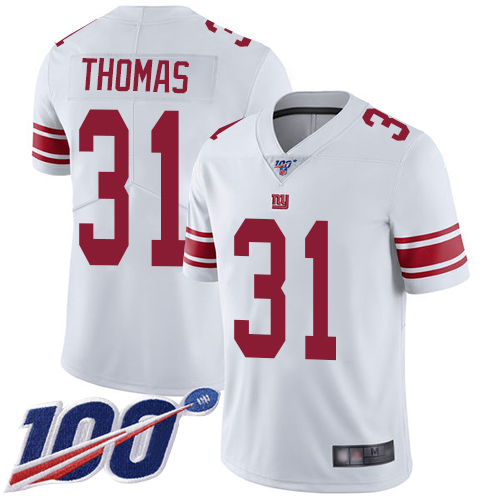 Men New York Giants 31 Michael Thomas White Vapor Untouchable Limited Player 100th Season Football NFL Jersey
